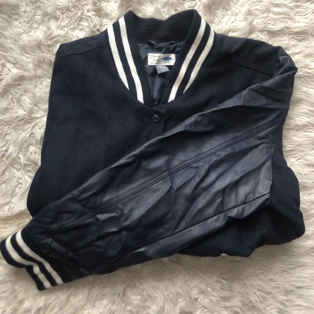 Blue Leather Varsity Letterman’s Jacket